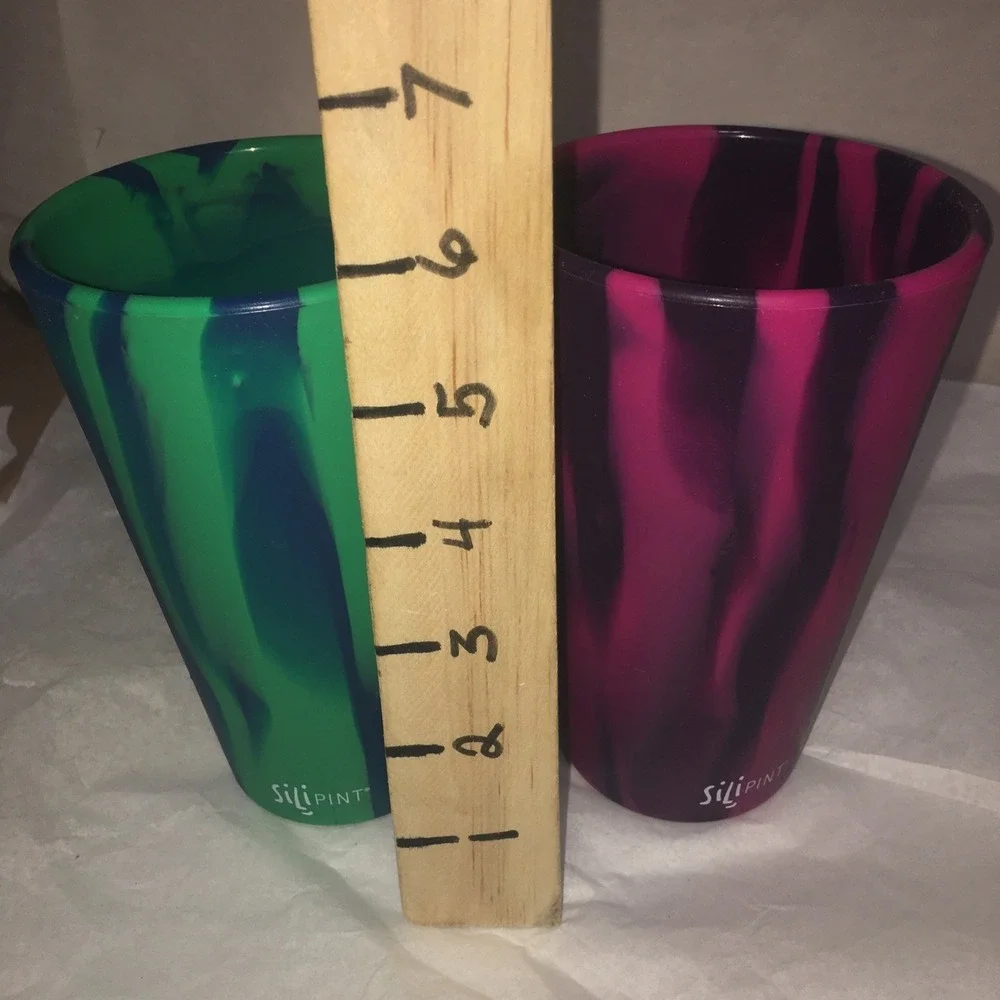 Silipint Silicone Cups Set 16oz 2 Tye dye,2 Solid Blue Green Pk  Purple,4 Cups